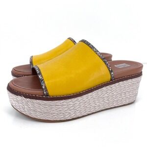 FitFlop Eloise Platform Espadrille Sandals Women Size 6 yellow